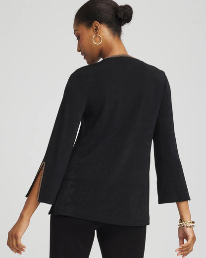 Travelers™ Embellished V-Neck Flutter Sleeve Tunic - Chico's