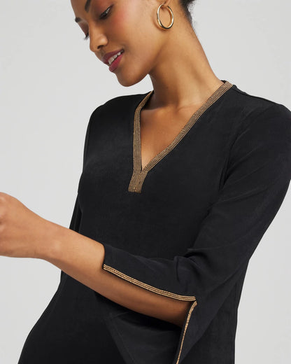 Travelers™ Embellished V-Neck Flutter Sleeve Tunic - Chico's