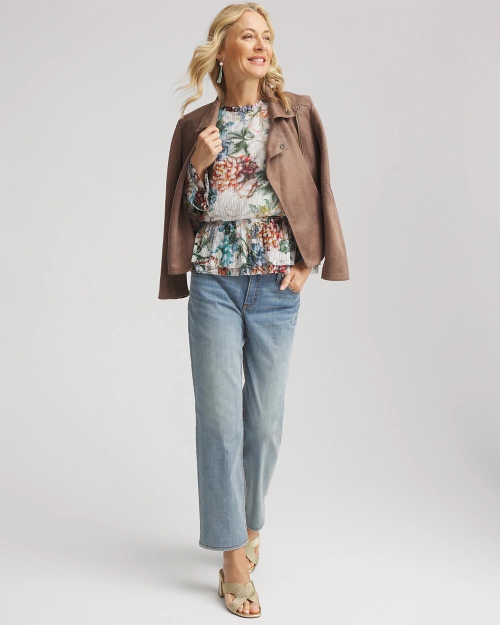Rose Print Crinkle Top - Chico's