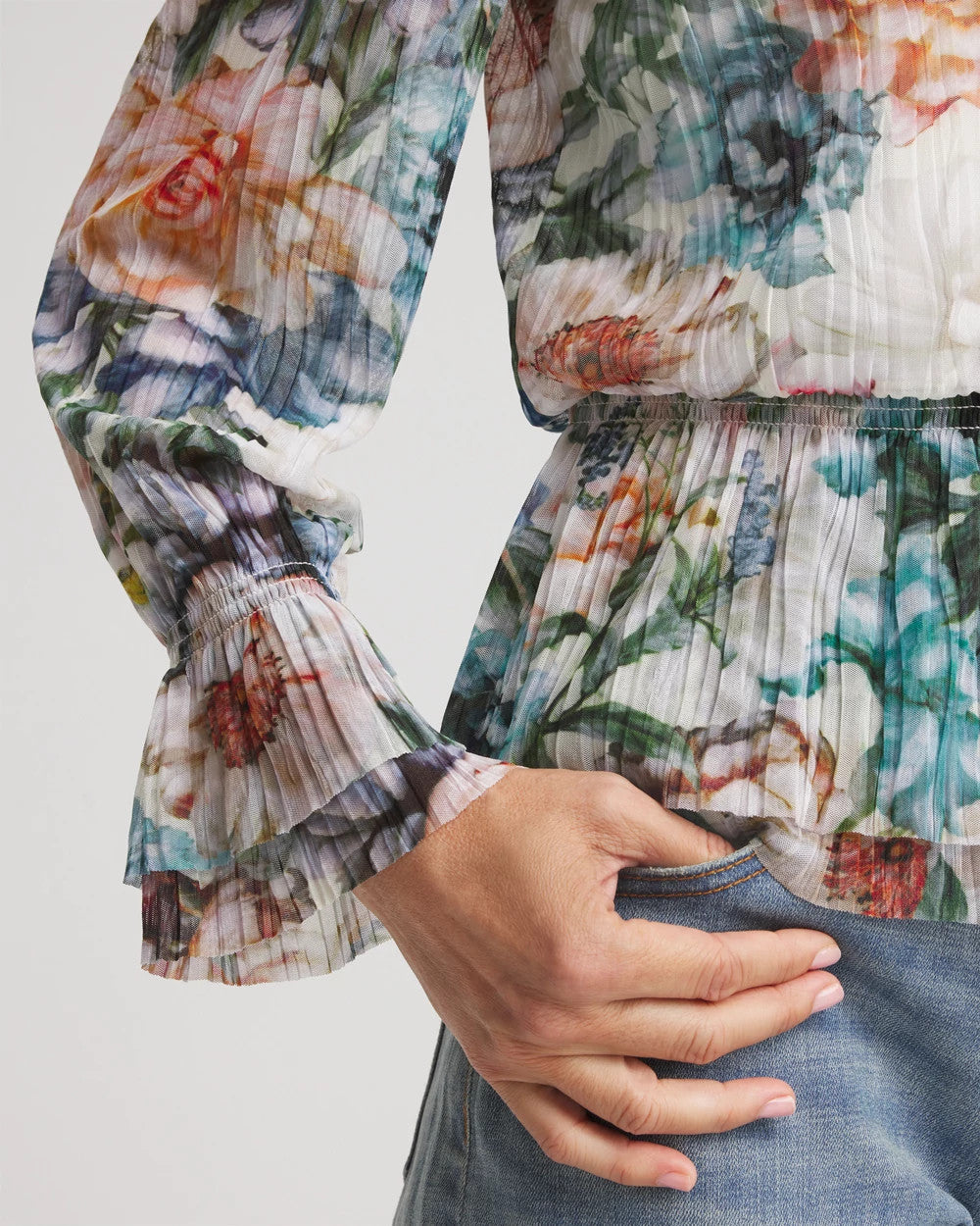 Rose Print Crinkle Top - Chico's