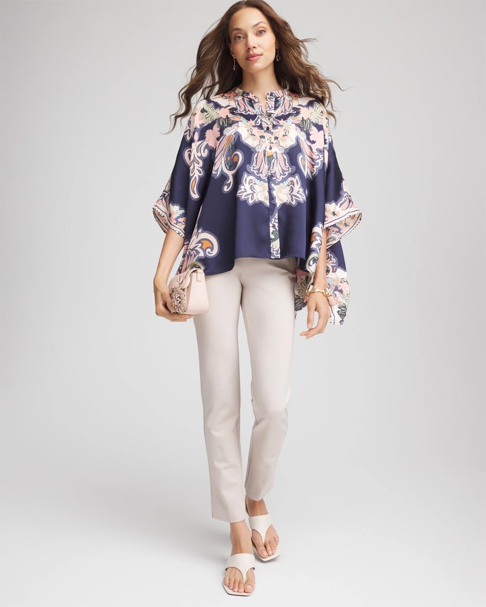 Collarless Floral-Paisley Poncho - Chico's
