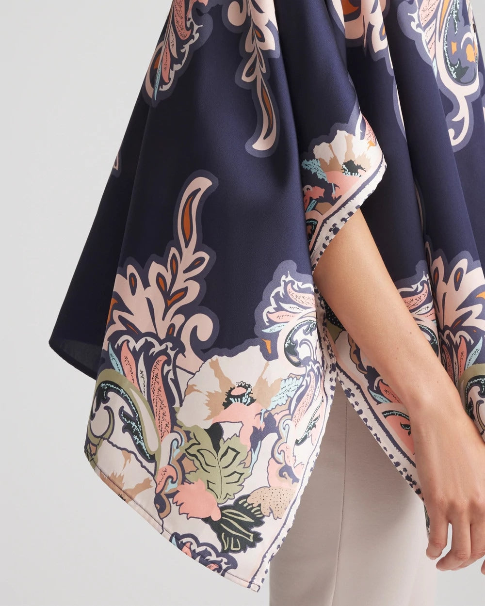 Collarless Floral-Paisley Poncho - Chico's