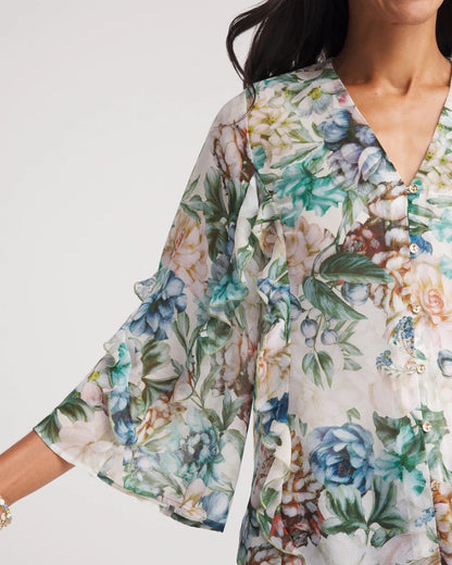 Georgette Ruffled V-Neck Blouse - Chico's
