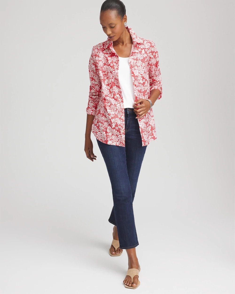 No Iron™ Long-Sleeved Folklore-Floral Shirt - Chico's