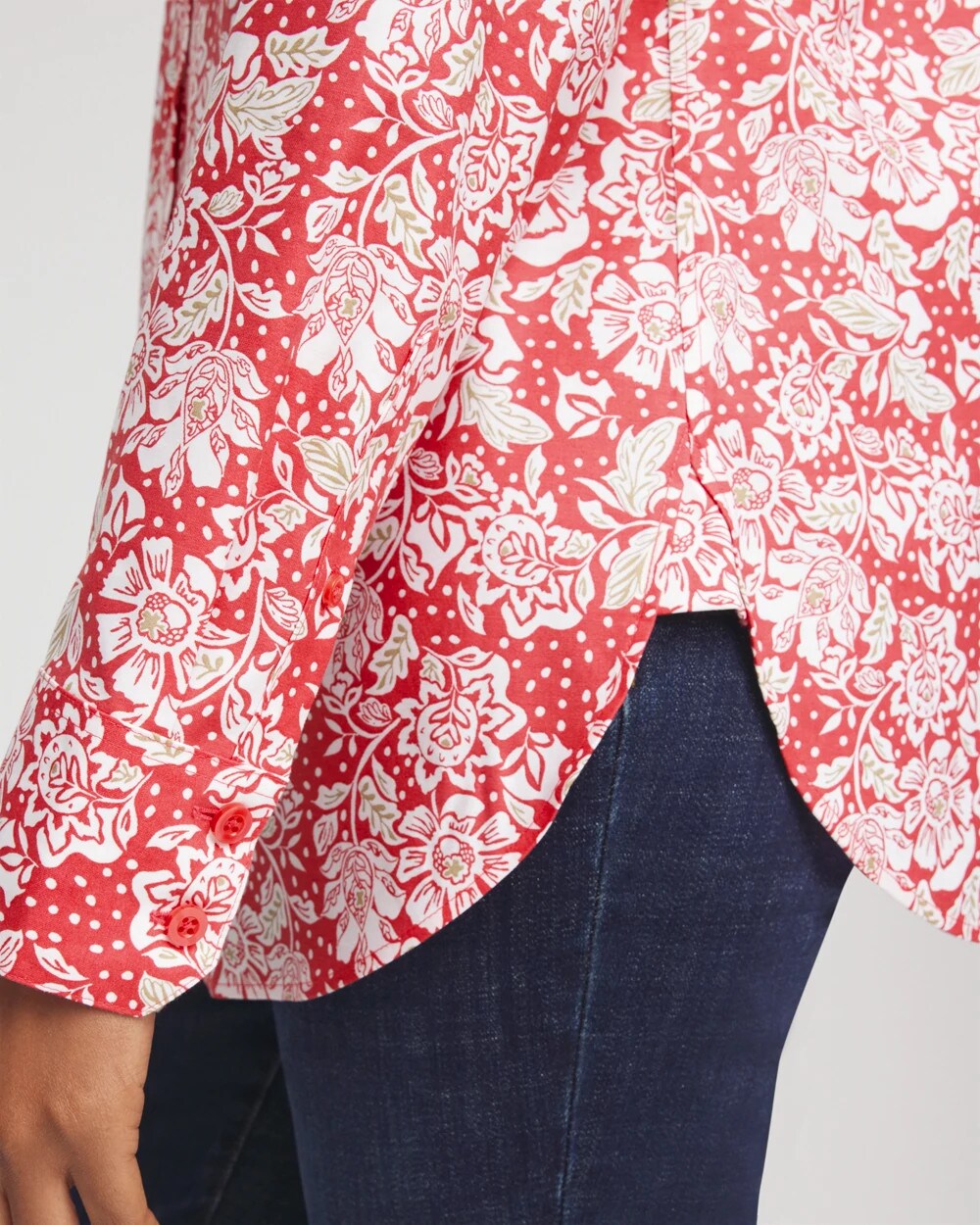 No Iron™ Long-Sleeved Folklore-Floral Shirt - Chico's