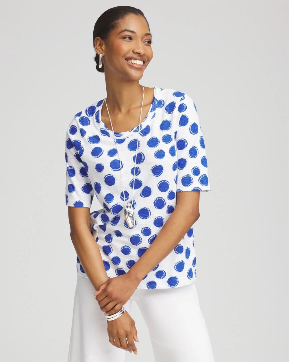 Polka-Dot Slub Short Sleeve Tee - Chico's