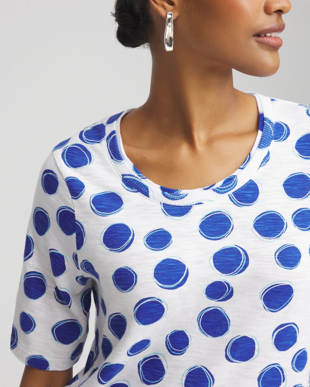 Polka-Dot Slub Short Sleeve Tee - Chico's