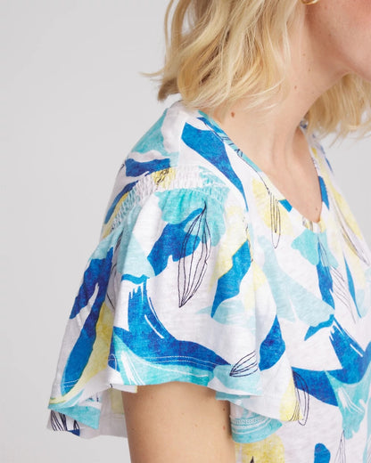 Linen Smocked Flutter-Sleeved Tee - Chico's