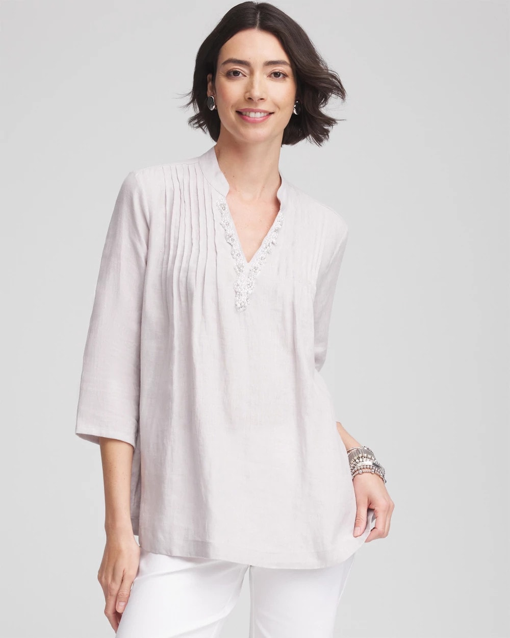 Embellished Linen Kurta Tunic - Chico's