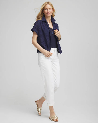 Embroidered Eyelet Button-down Top - Chico's