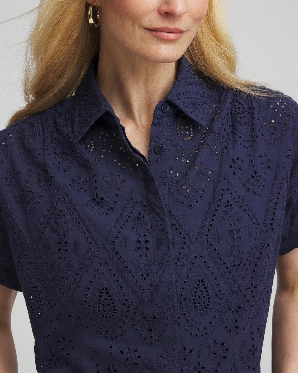 Embroidered Eyelet Button-down Top - Chico's