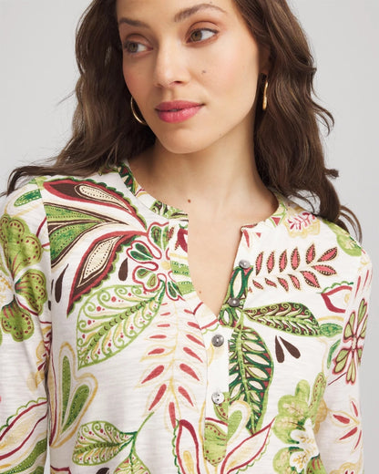 Tropical Cotton Slub Henley Shirt - Chico's