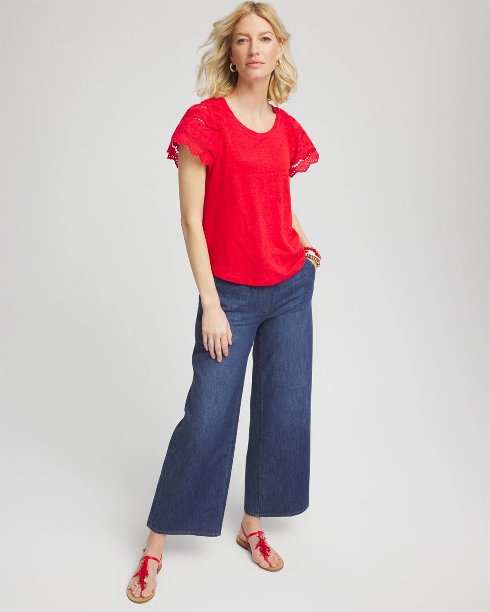 Linen Embroidered Lace Tee - Chico's