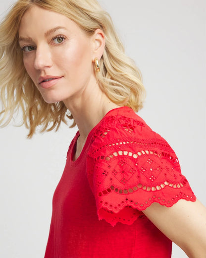 Linen Embroidered Lace Tee - Chico's
