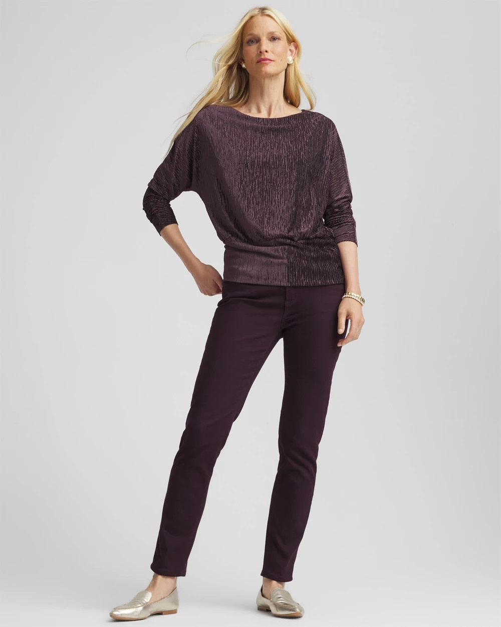 Crinkle Velvet Banded-Bottom Top - Chico's