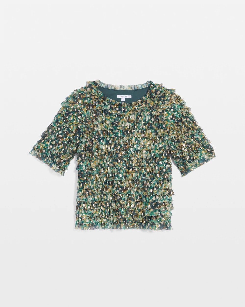 Foiled Mesh Ruffle Crop Tee - Chico's