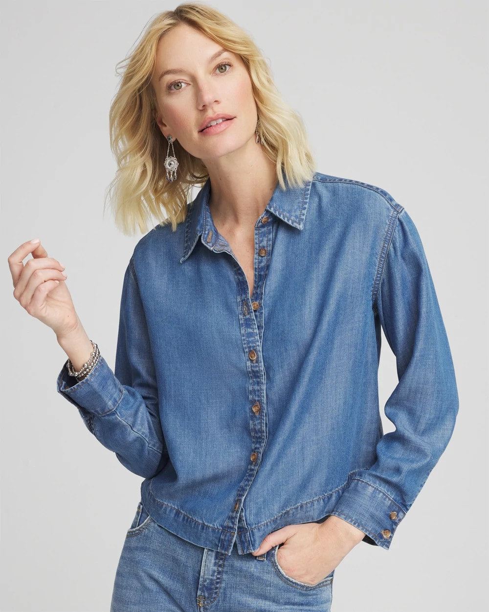 Tencel™ Cropped Denim Shirt - Chico's