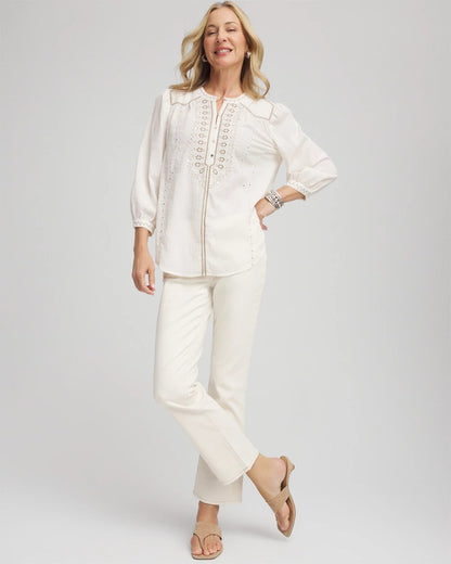 Embroidered Crinkle-Cotton Blouse - Chico's