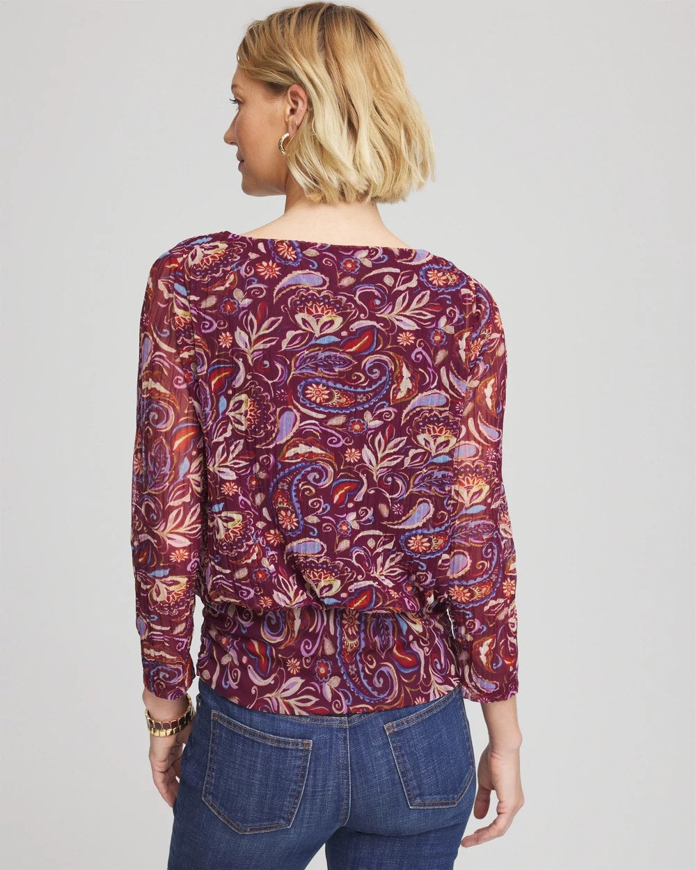 Paisley Textured Banded-Hem Top - Chico's