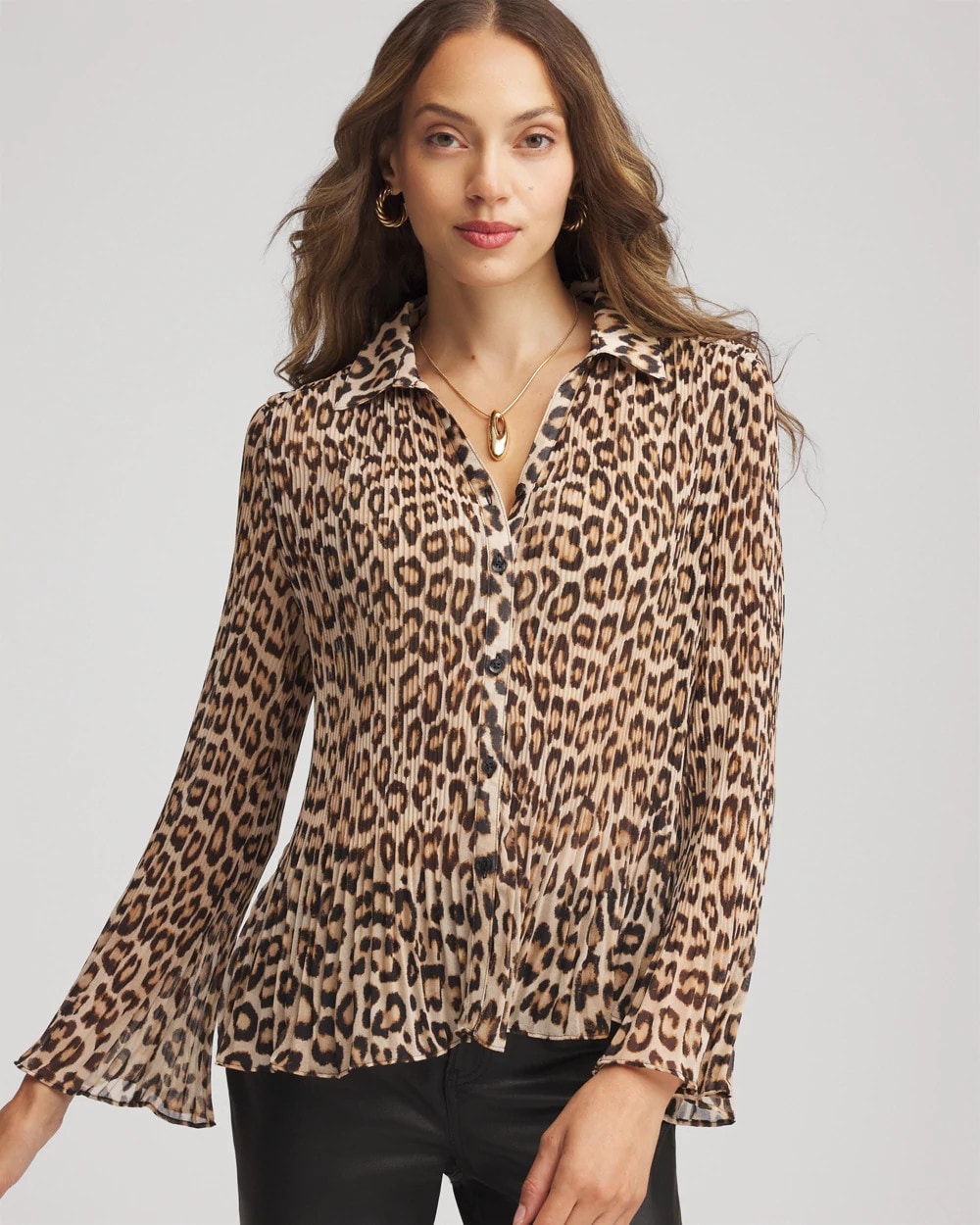 Animal-Print Pleated Georgette Blouse - Chico's