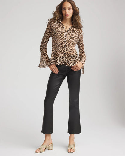 Animal-Print Pleated Georgette Blouse - Chico's