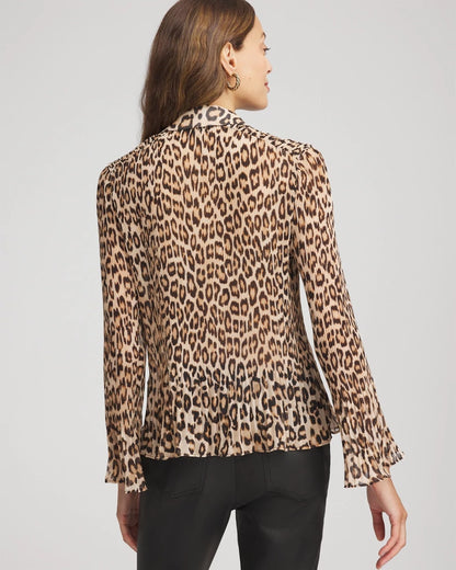 Animal-Print Pleated Georgette Blouse - Chico's