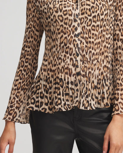 Animal-Print Pleated Georgette Blouse - Chico's