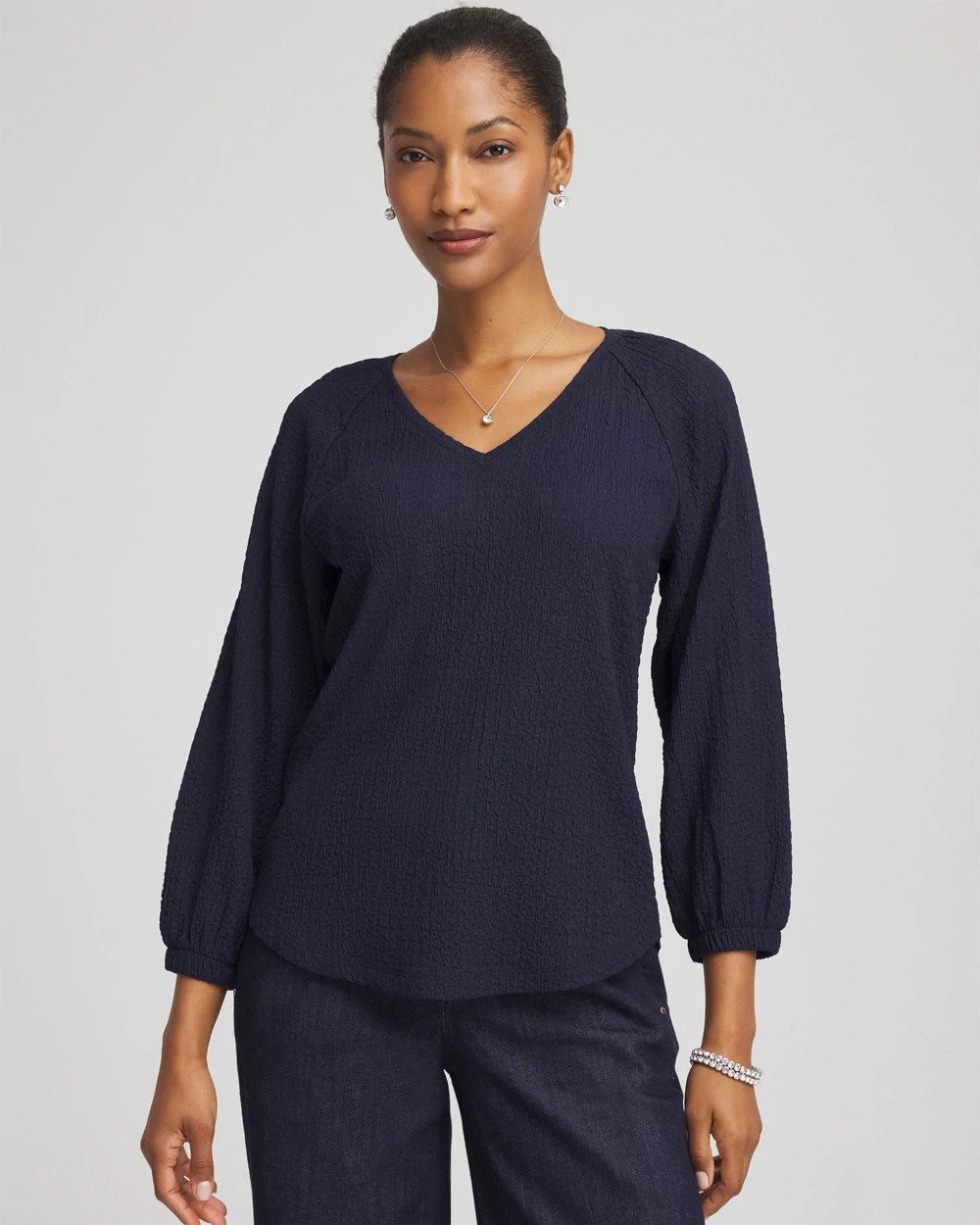 Textured Raglan V-Neck Top - Chico's