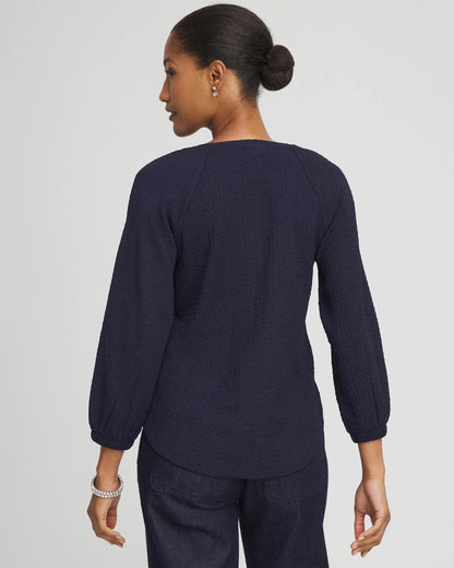 Textured Raglan V-Neck Top - Chico's