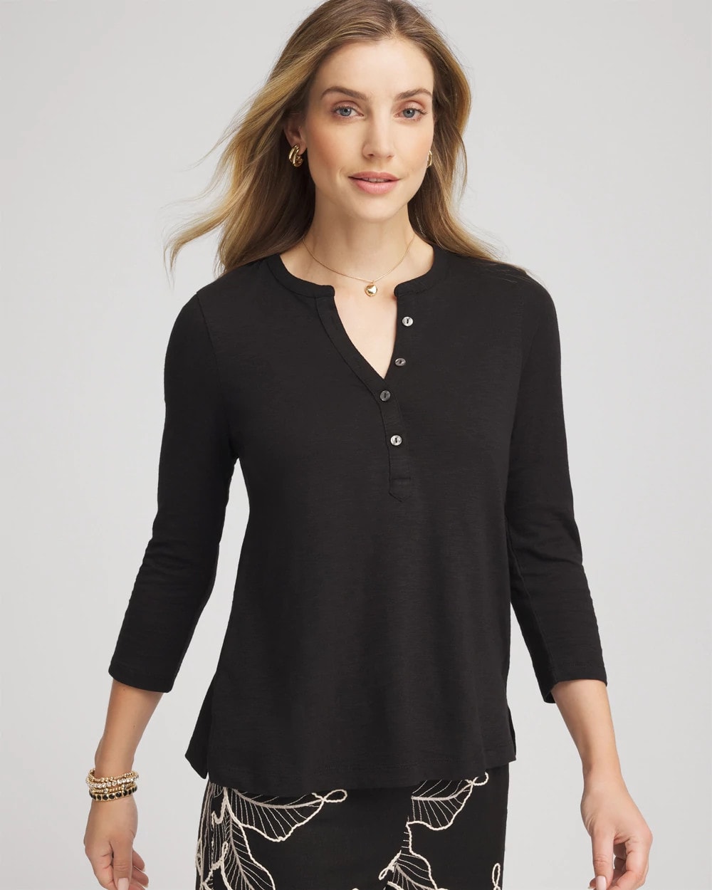 Cotton Slub Henley Shirt - Chico's