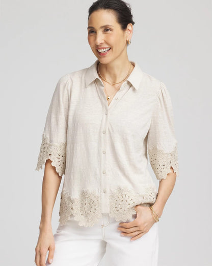 Crochet Trim Linen Shirt - Chico's