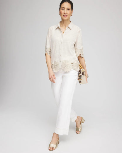 Crochet Trim Linen Shirt - Chico's