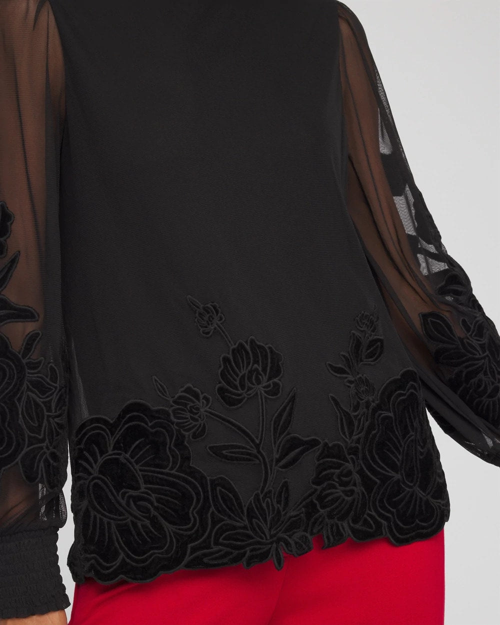 Sheer Mesh Velvet Appliqué Top - Chico's