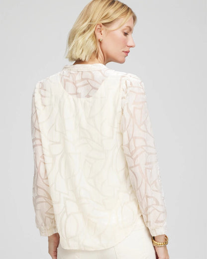 Cream Burnout Pullover Blouse - Chico's
