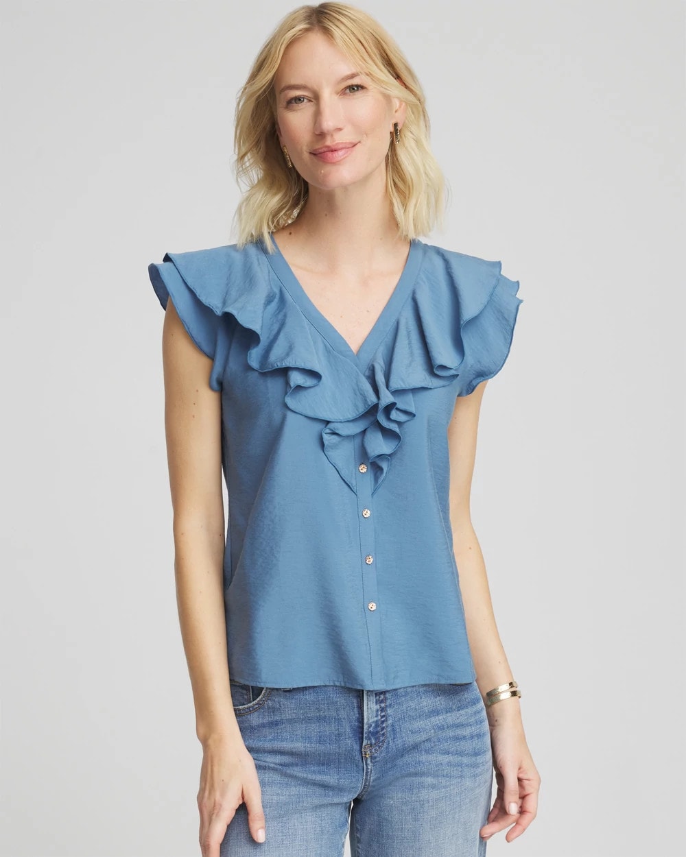 Crepe Ruffle-Trim Blouse - Chico's