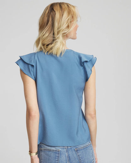 Crepe Ruffle-Trim Blouse - Chico's