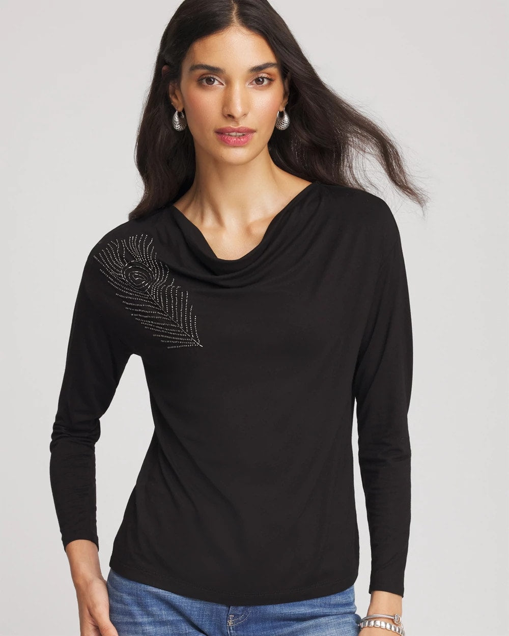 Embellished Cowlneck Dolman Tee - Chico's