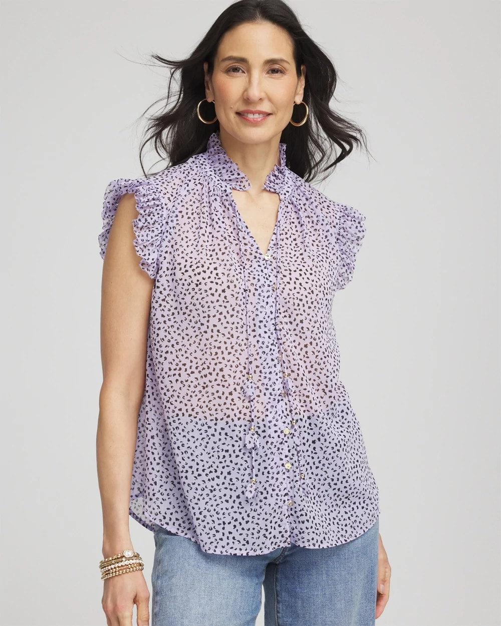 Cheetah Print Ruffle-Collar Blouse - Chico's