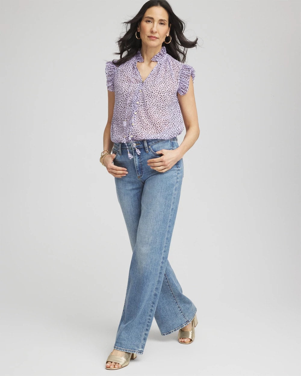 Cheetah Print Ruffle-Collar Blouse - Chico's
