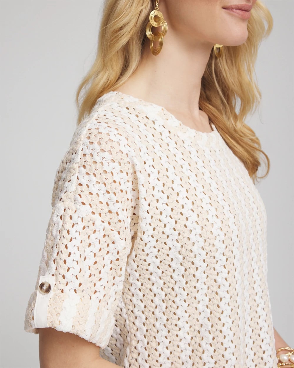 Textured Roll Cuff Tee - Chico's