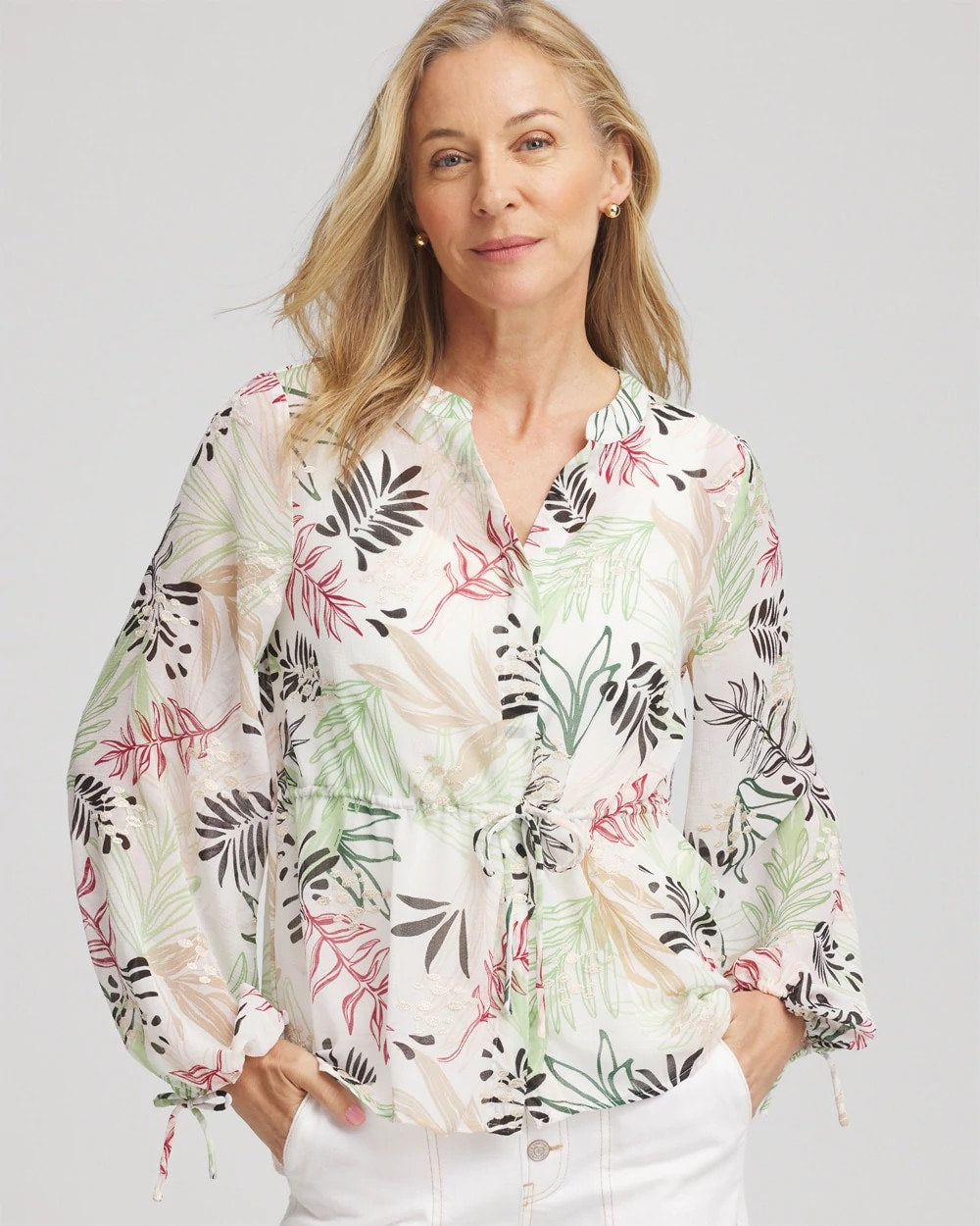 Drawstring Crinkle Chiffon Blouse - Chico's