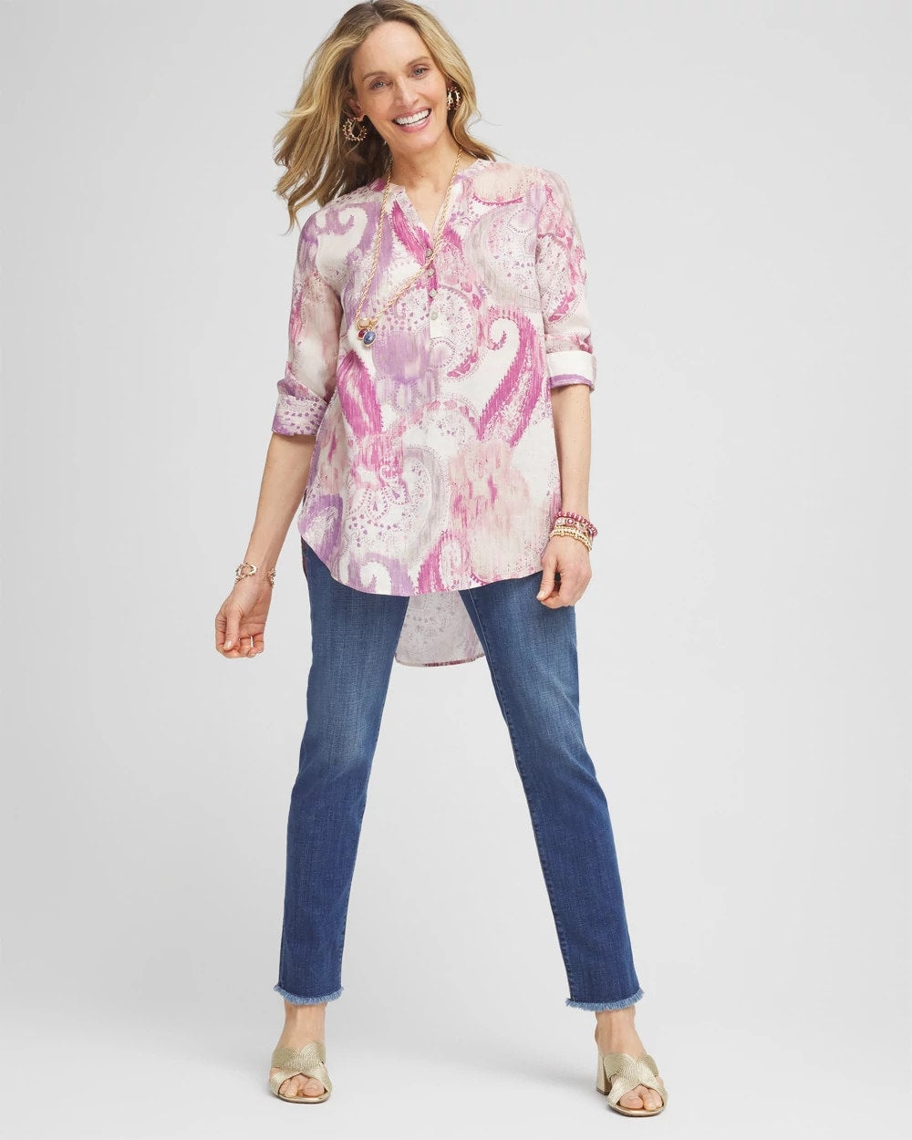 No Iron™ Multi Paisley Linen Tunic - Chico's