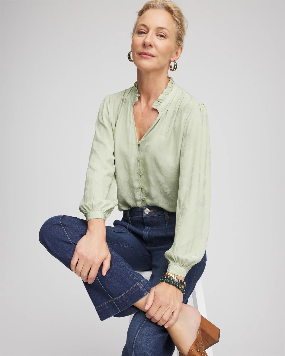 Jacquard Georgette Peasant Blouse - Chico's
