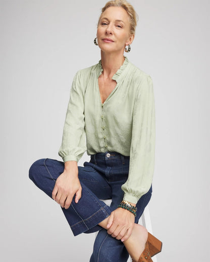 Jacquard Georgette Peasant Blouse - Chico's