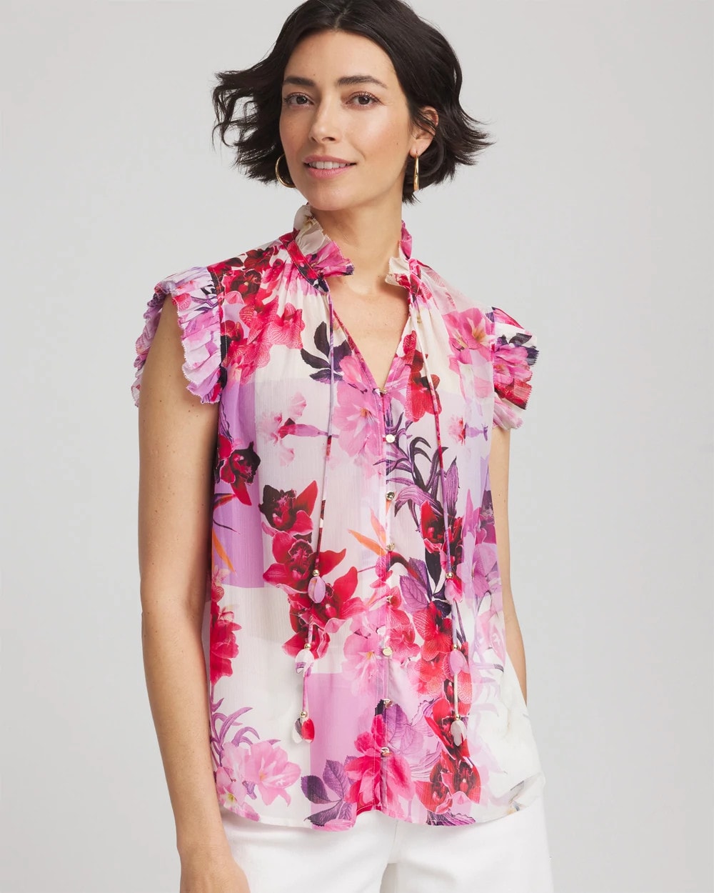 Floral Ruffle Collar Blouse - Chico's