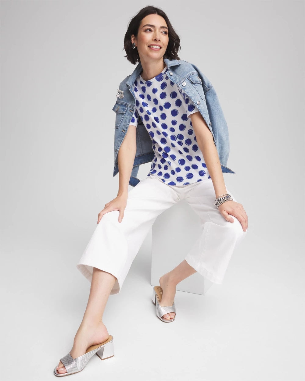 Polka-Dot Pima Cotton Crewneck Tee - Chico's