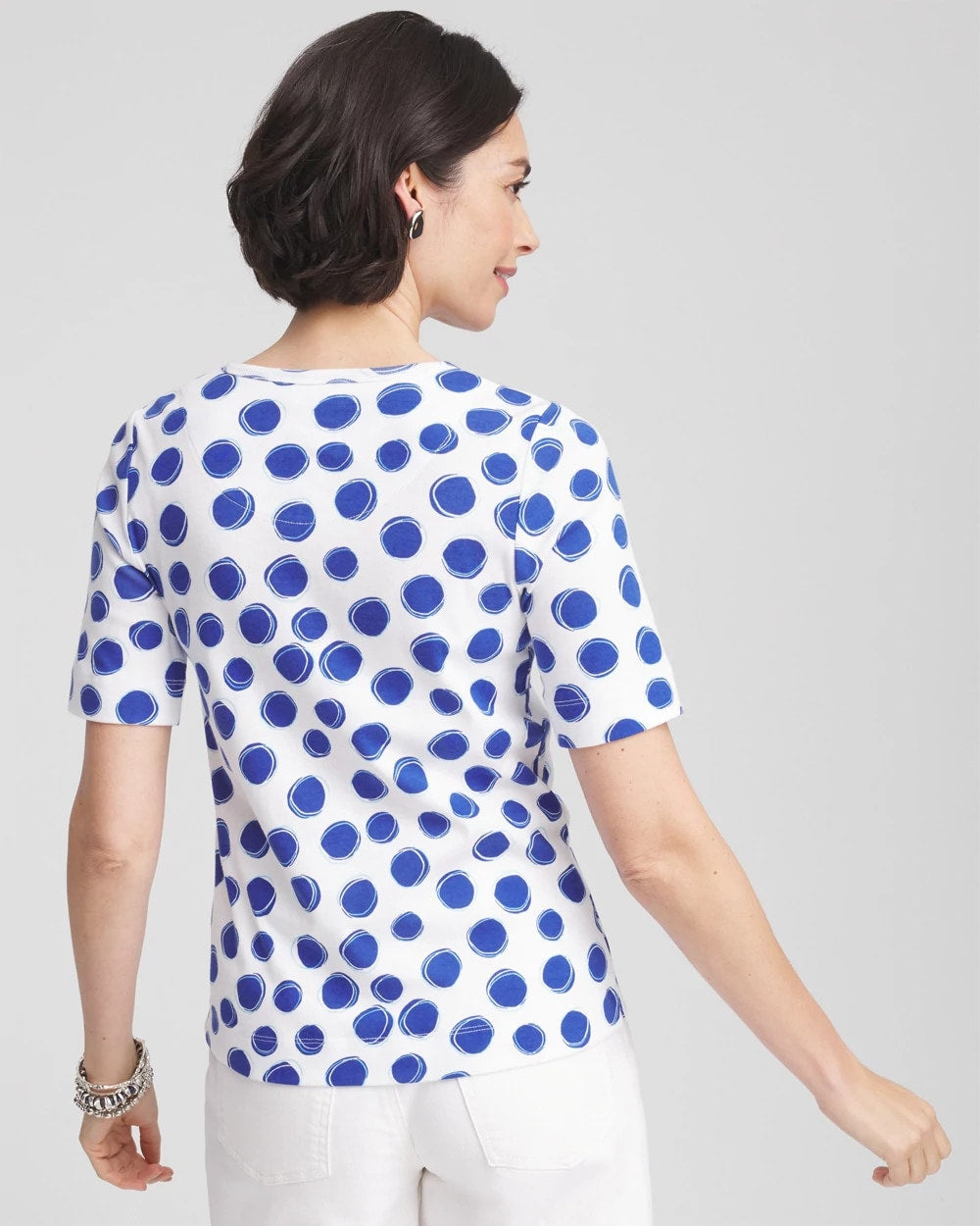 Polka-Dot Pima Cotton Crewneck Tee - Chico's