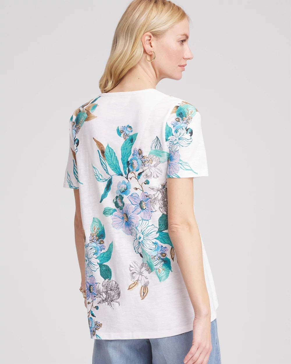 Floral Short Sleeve Forward-Seam Tee - Chico's