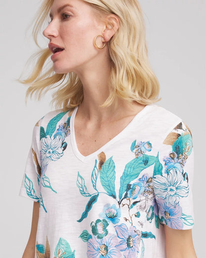 Floral Short Sleeve Forward-Seam Tee - Chico's