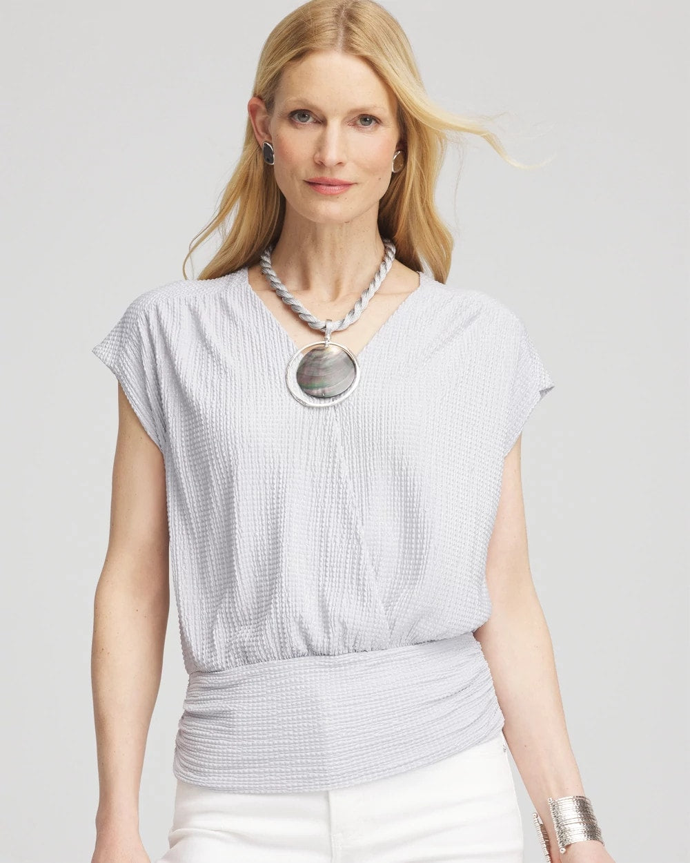 Foiled Knit Banded Bottom Top - Chico's